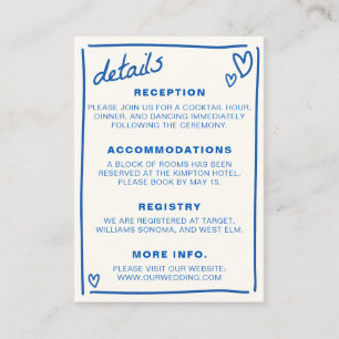 Blue Drawn Together Wedding Enclosure Card