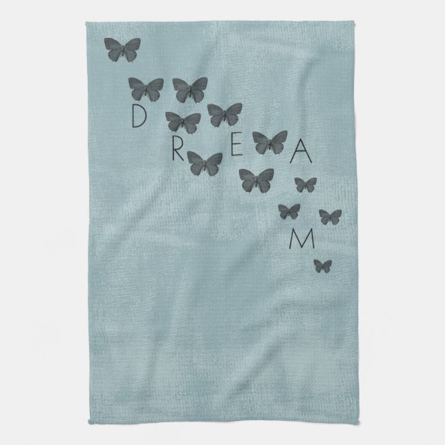 Blue Dream Butterflies Tea Towel (Vertical)