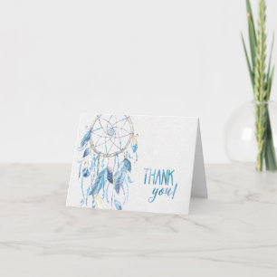 Blue Dreamcatcher Folded Thank You Card