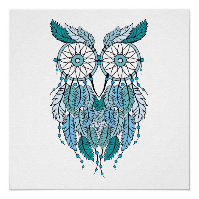 blue dreamcatcher owl poster (Front)