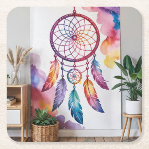 Blue Dreamcatcher Square Coaster Set