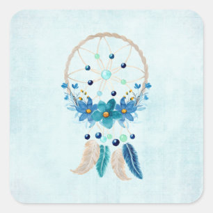 Blue Dreamcatcher Stylish Boho Design Square Sticker