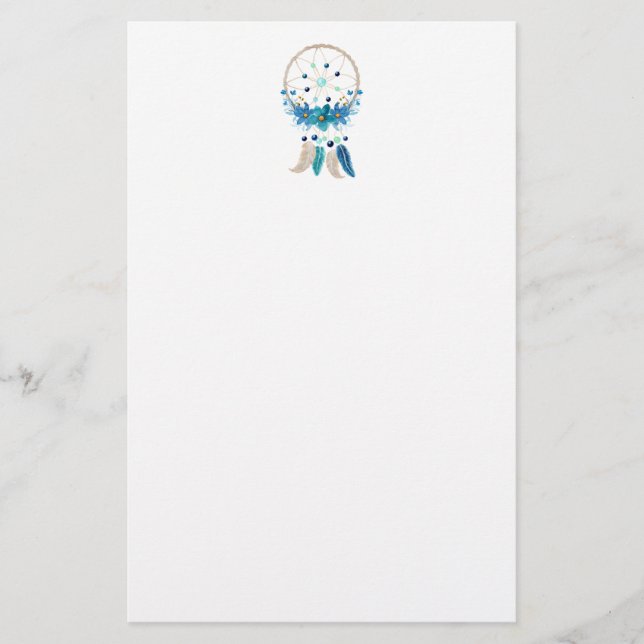 Blue Dreamcatcher Stylish Boho Design Stationery (Front)