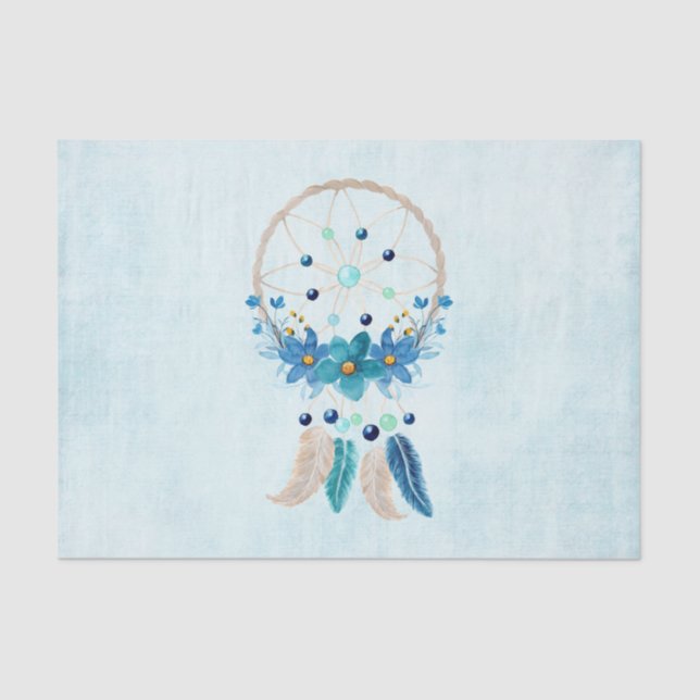 Blue Dreamcatcher Stylish Boho Design Tissue Paper (Front)