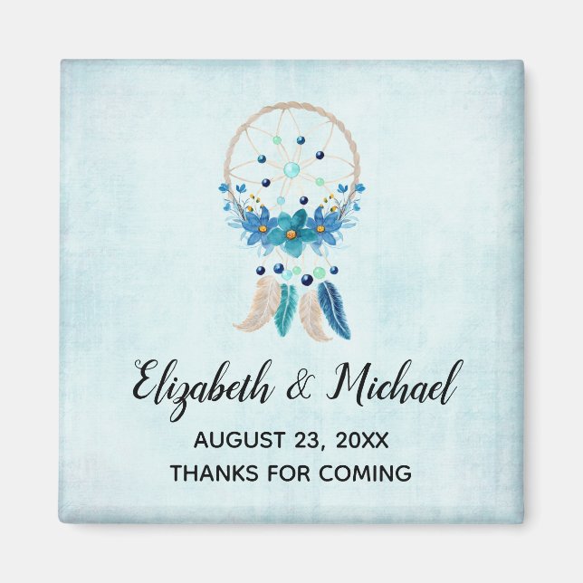 Blue Dreamcatcher Stylish Boho Design Wedding Magnet (Front)