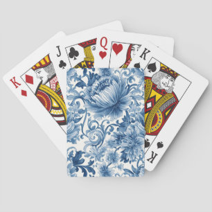 Blue Dreams Floral Watercolor Chinoiserie Playing Cards