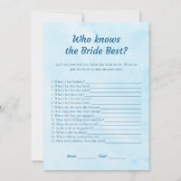 Blue Dreamy Who knows the Bride Best Game Cards 