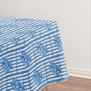 Blue Dreidel Hanukkah Tablecloth