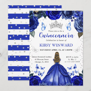 Blue Dress Blonde Hair Princess Quinceanera Invitation