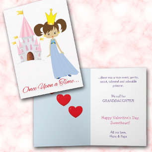 Blue Dress Princess Granddaughter Valentine Holiday Card