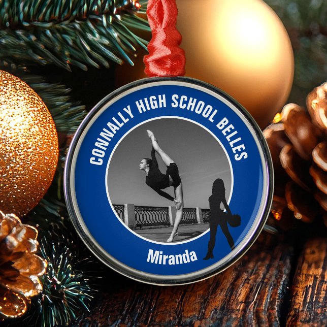 Blue Drill Team Photo High School Dancer Christmas Metal Tree Decoration (Creator Uploaded)
