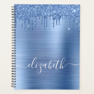 Blue Dripping Glitter Personalised Planner