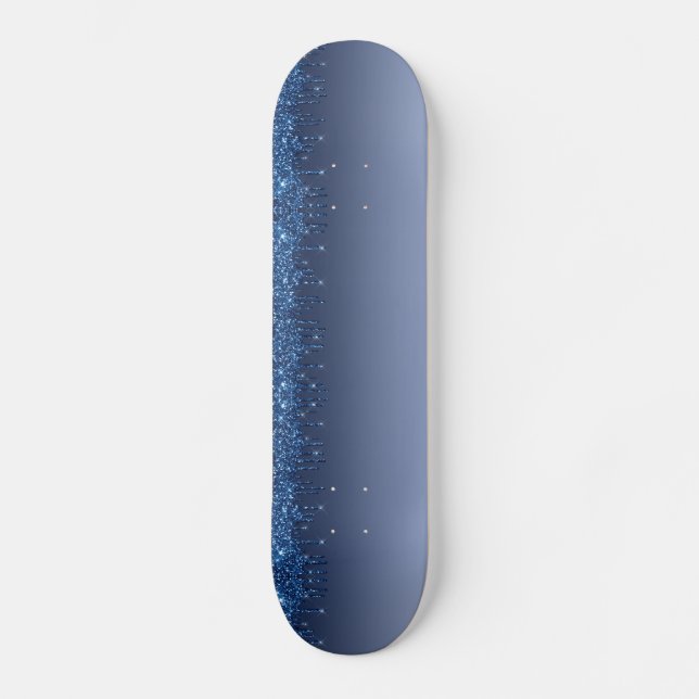 Blue Dripping Glitter Skateboard (Front)