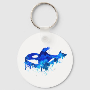 Blue Dripping Orca Key Ring
