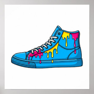 Blue Dripping Paint Sneaker Poster