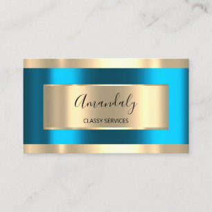 Blue Drips Gold Drips Framed Holograph Blu Business Card