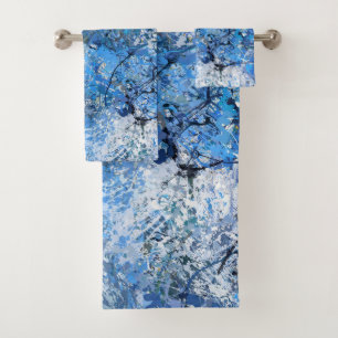 Blue Drops Abstraction Bath Towel Set