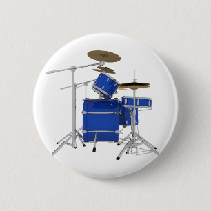 Blue Drum Kit: 6 Cm Round Badge