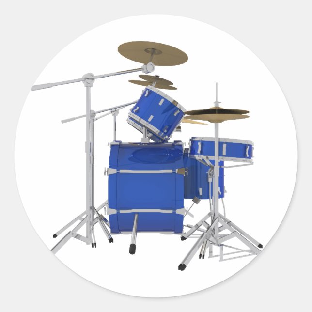 Blue Drum Kit: Classic Round Sticker (Front)