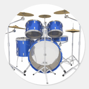 Blue Drum Kit: Classic Round Sticker