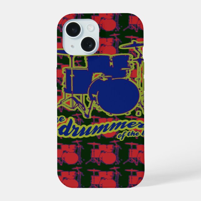 Blue Drums cool rock iPhone 15 Case (Back)