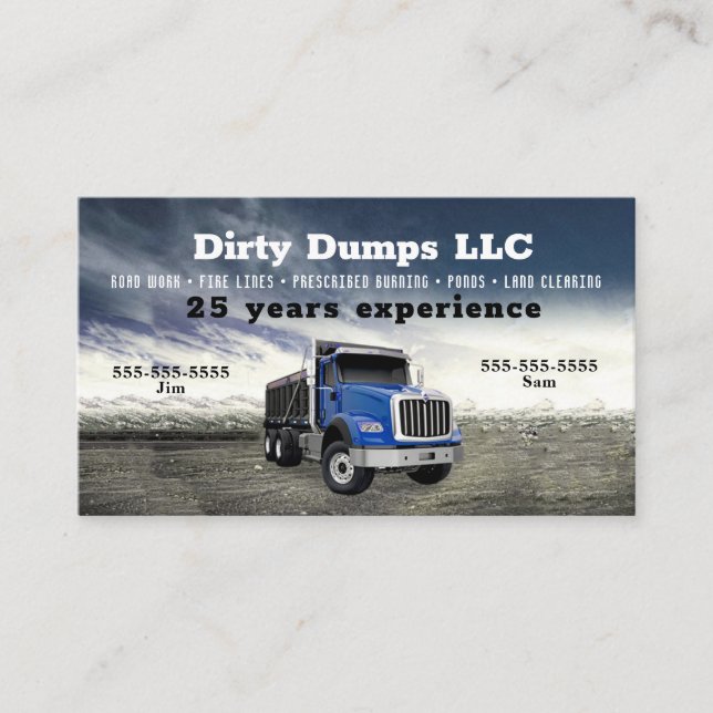 Blue Dump Truck Business Card (Front)