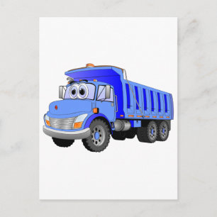 Blue Dump Truck Cartoon Postcard