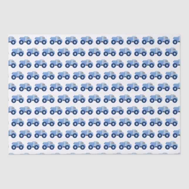 Blue Dump Truck Kid's Birthday Tissue Paper (Front)