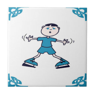 Blue Dutch Boy Ice Skate Tile