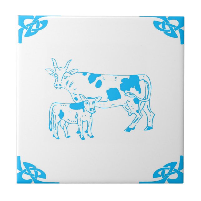 Blue Dutch Cow Delft Look Tile (Front)