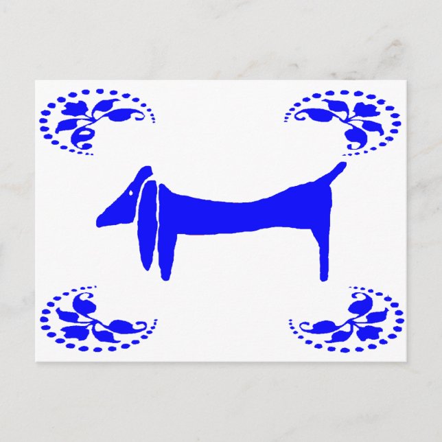 Blue Dutch Dachshund Abstract Postcard (Front)