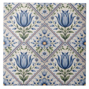 Blue Dutch Delft Pattern  Tile