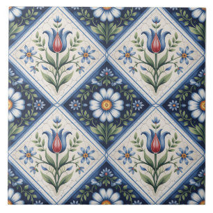 Blue Dutch Delft Pattern  Tile