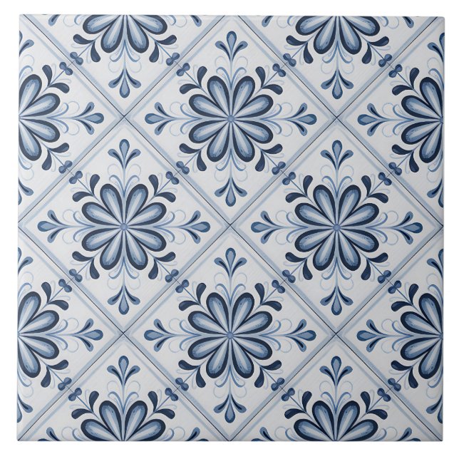 Blue Dutch Delft Pattern  Tile (Front)