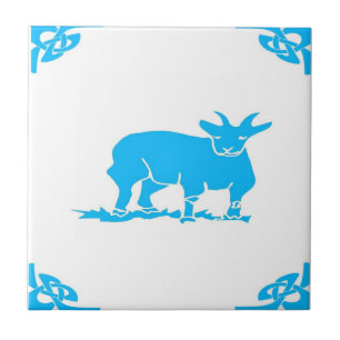 Blue Dutch Goat Delft Look Tile