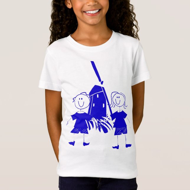 Blue Dutch Stick Kids T-Shirt (Front)