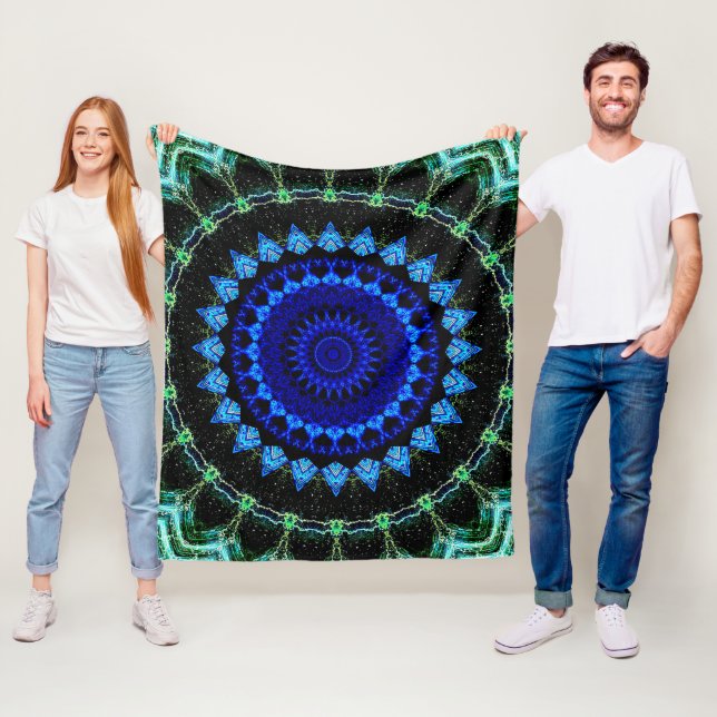 Blue Dwarf Mandala Fleece Blanket (In Situ)
