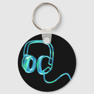 Blue Earphones Key Ring