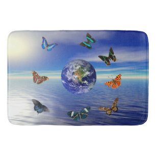 Blue Earth Butterflies Bath Mat