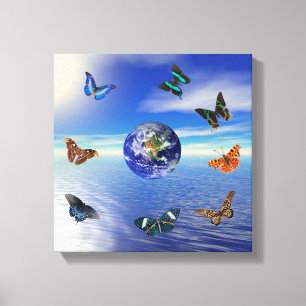 Blue Earth Butterflies Canvas Print