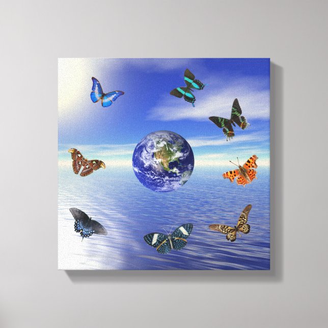 Blue Earth Butterflies Canvas Print (Front)