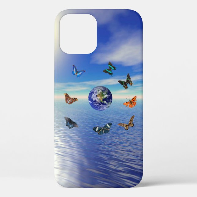 Blue Earth Butterflies Case-Mate iPhone Case (Back)