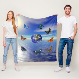 Blue Earth Butterflies Fleece Blanket