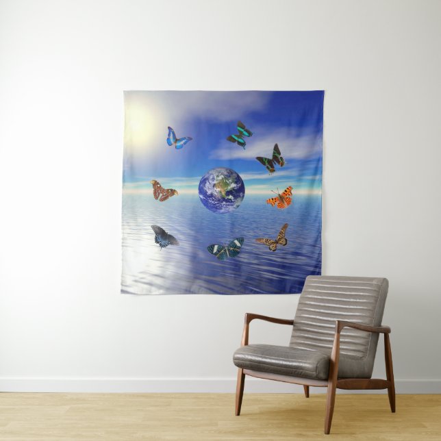 Blue Earth Butterflies Tapestry (In Situ)