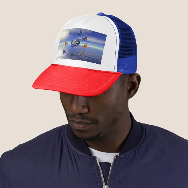 Blue Earth Butterflies Trucker Hat (In Situ)