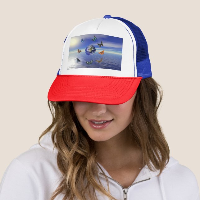 Blue Earth Butterflies Trucker Hat (In Situ)