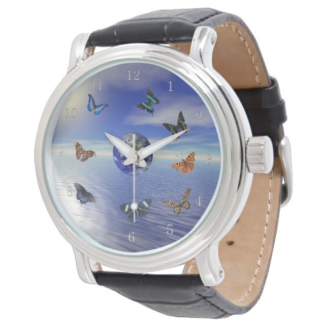 Blue Earth Butterflies Watch (Angled)