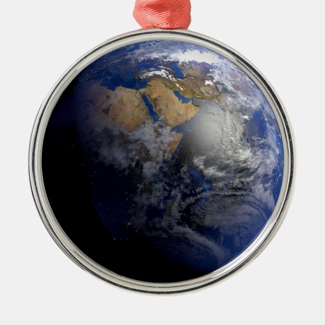 Blue Earth From Space  Inspirational Metal Tree Decoration (Front)