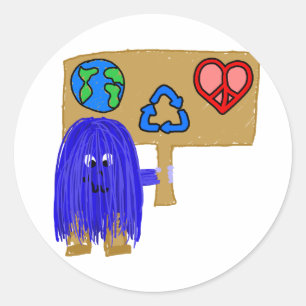 blue earth love peace recycle classic round sticker