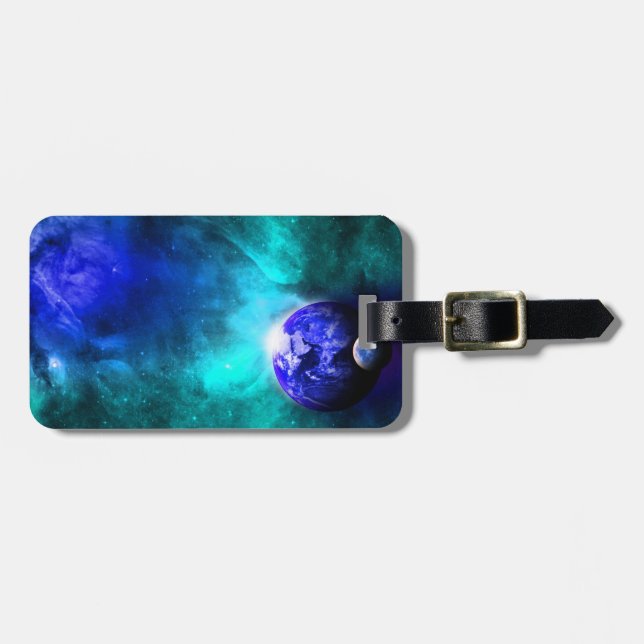 Blue Earth Moon Space Luggage Tag (Front Horizontal)